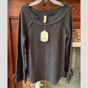 Altar'd State Dark Gray Fringe Sweater | S